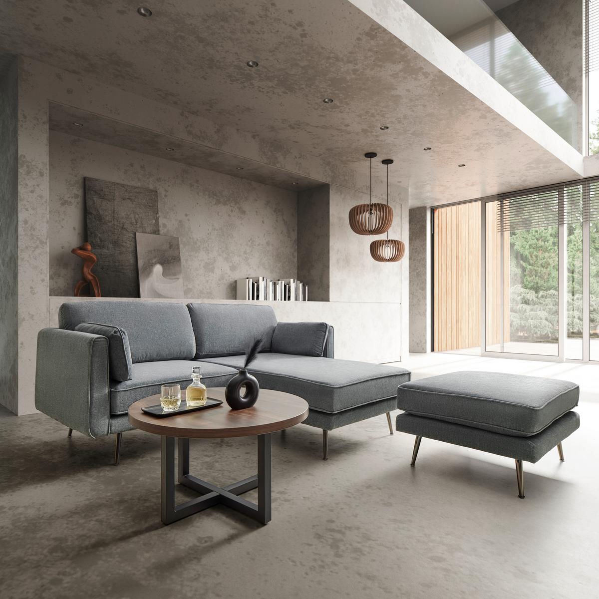 Wohnlandschaft grau, "Dunja" - Grau, Modern, Holz/Textil (295/89/161cm) - Bessagi Home