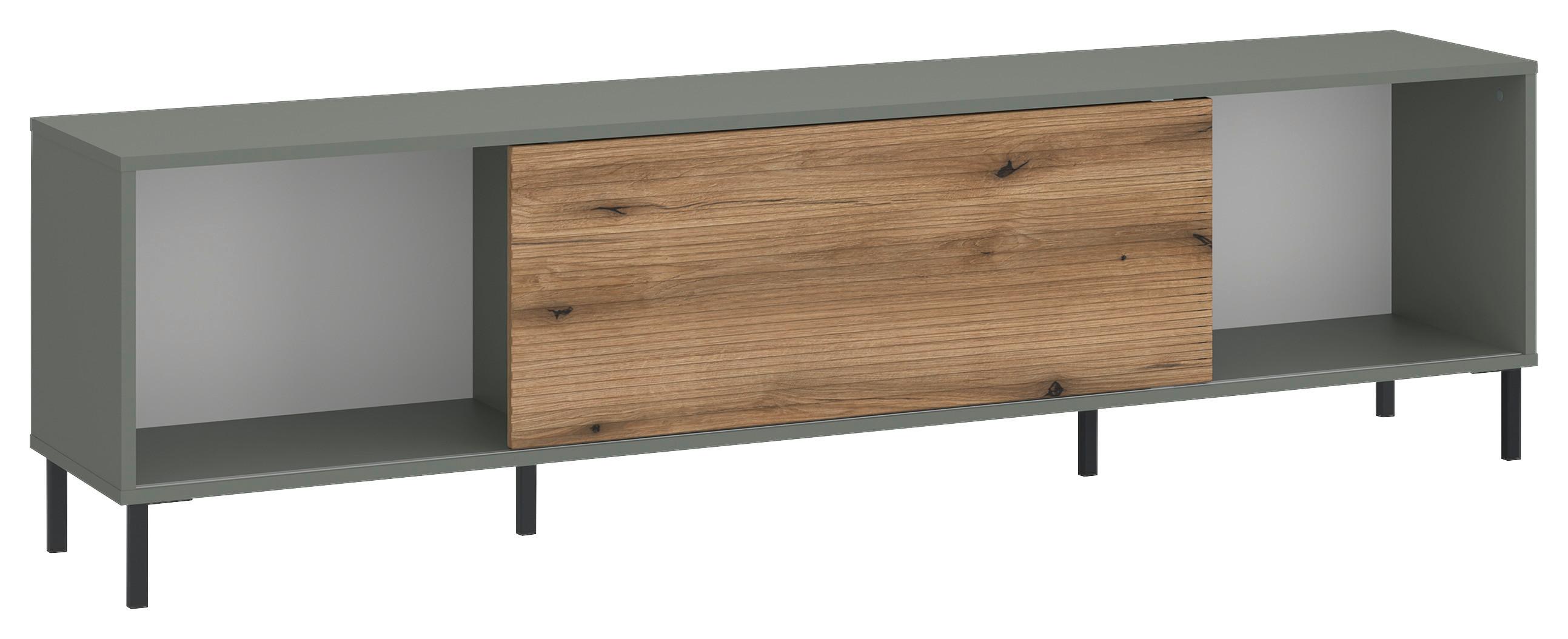 Tv Komoda Pozzi - boja hrasta/sivozelena, Trendi, metal/pločasti materijal (180/50,8/40cm) - Modern Living