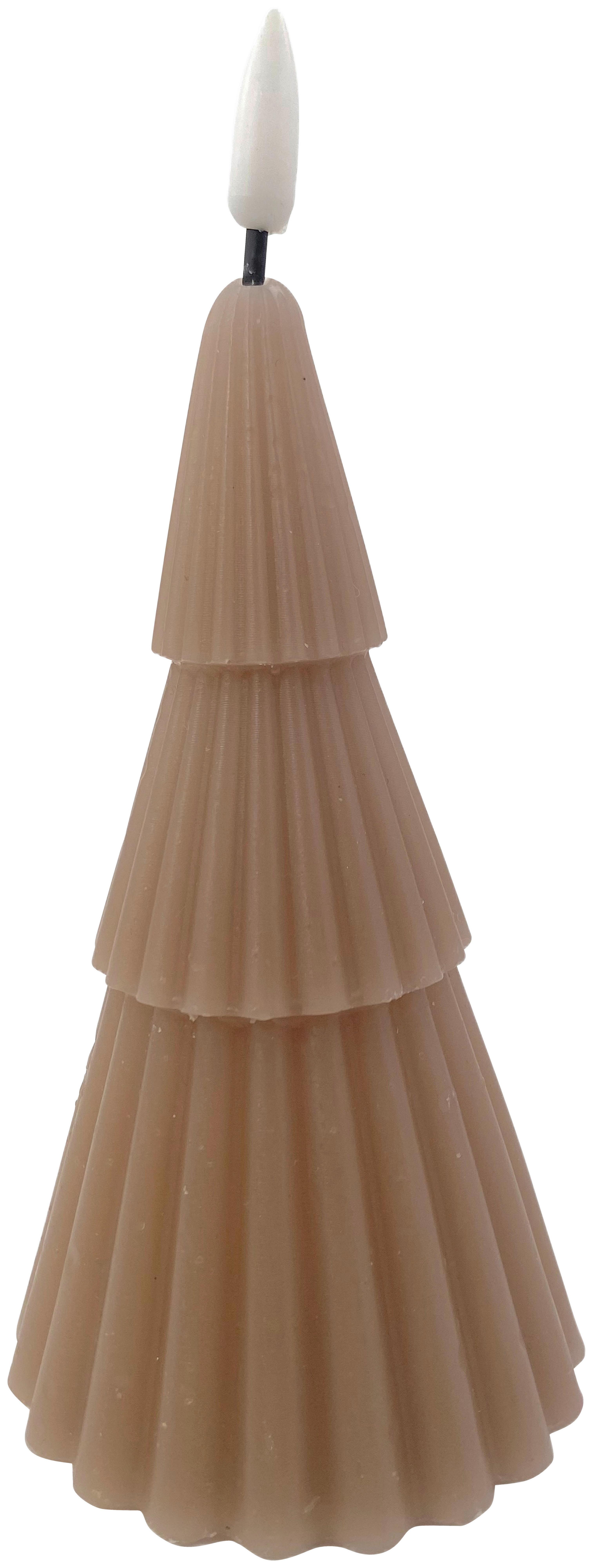 LED-Kerze Tree Taupe - Taupe, KONVENTIONELL, Naturmaterialien/Kunststoff (8/14,5cm) - Modern Living