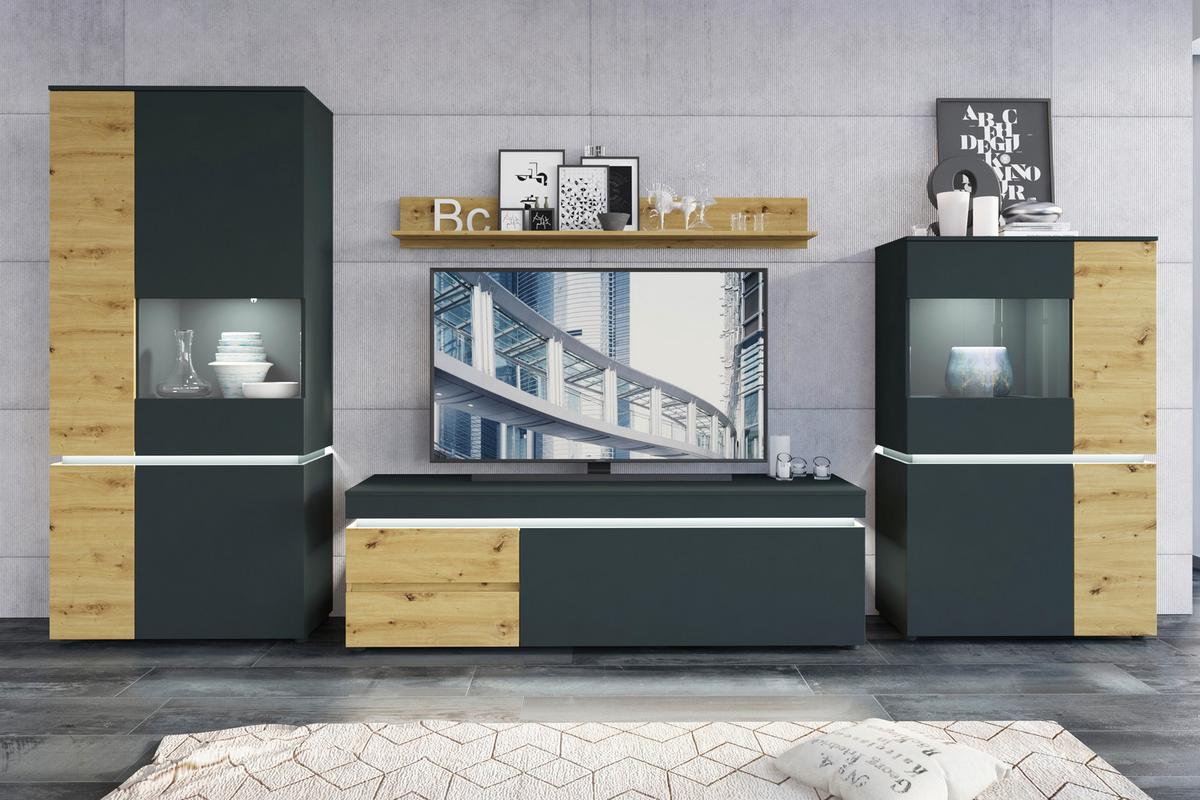 Tv-komoda Luci - siva/hrast Artisan, Trend, drvni materijal/plastika (180,5/56,7/48cm) - Modern Living