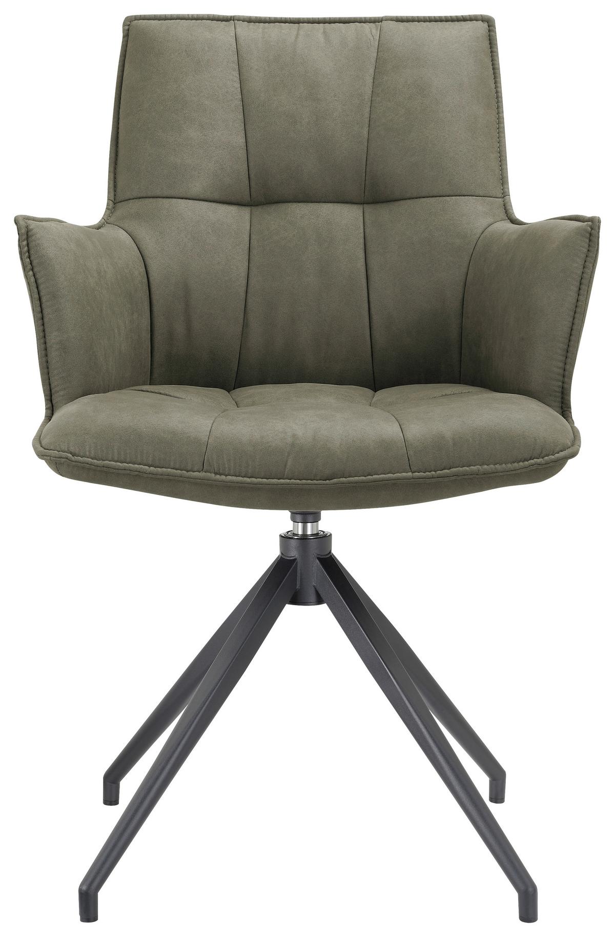 KRZESŁO Z PODŁOKIETNIKAMI OSAKA - czarny/oliwkowa zieleń, Design, metal/tkanina (59/89,5/63cm) - Novel