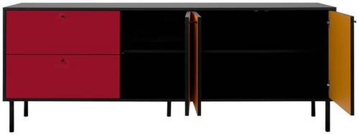 Tv-szekrény Lucca - fekete/többszínű, Design, faalapú anyag/fém (184,5/70/40cm) - MID.YOU