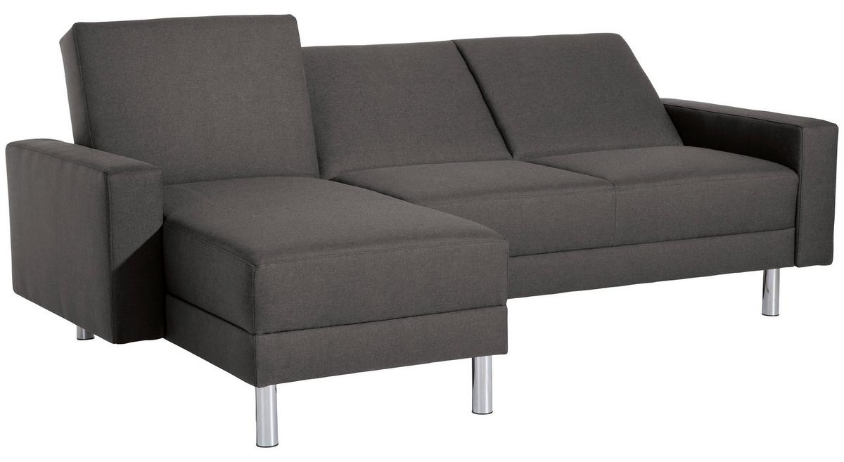 ECKSCHLAFSOFA JUST FASHION - Chromfarben/Anthrazit, KONVENTIONELL, Textil/Metall (152/230cm) - Max Winzer