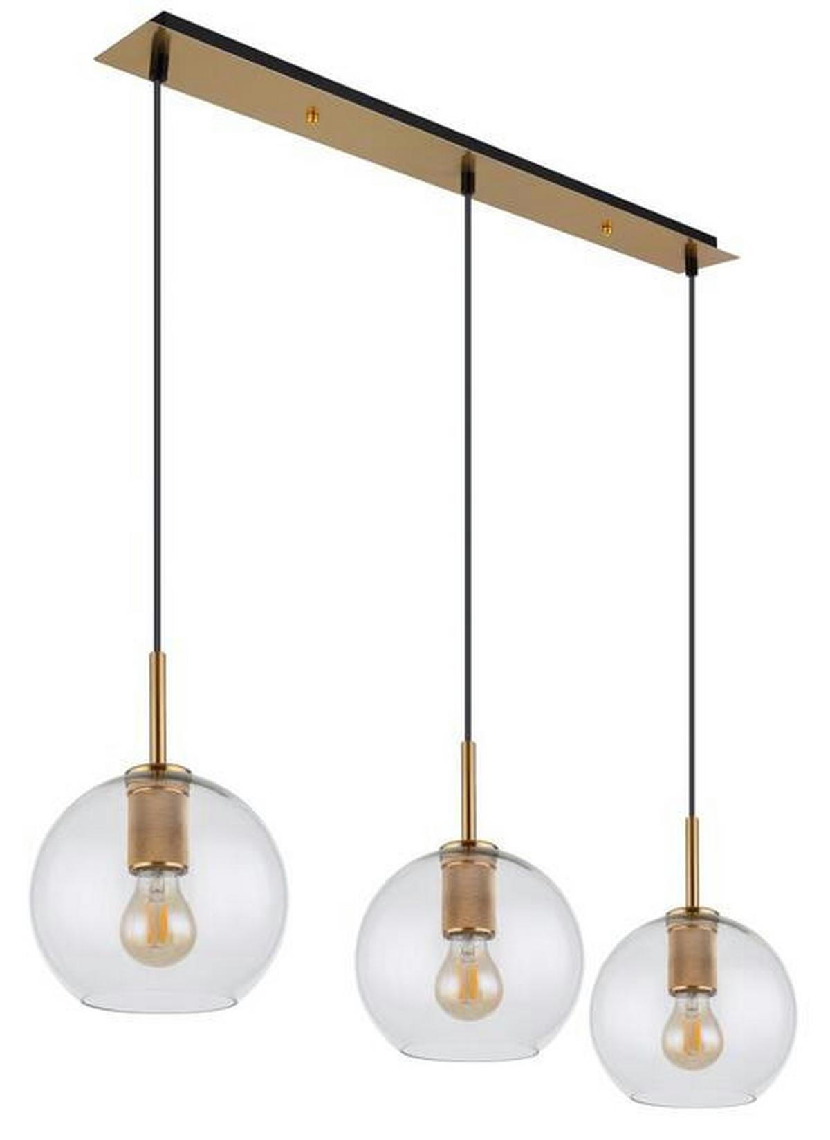 HÄNGELEUCHTE 15462H2 - Klar/Messingfarben, Design, Glas/Kunststoff (90/20/120cm) - Globo
