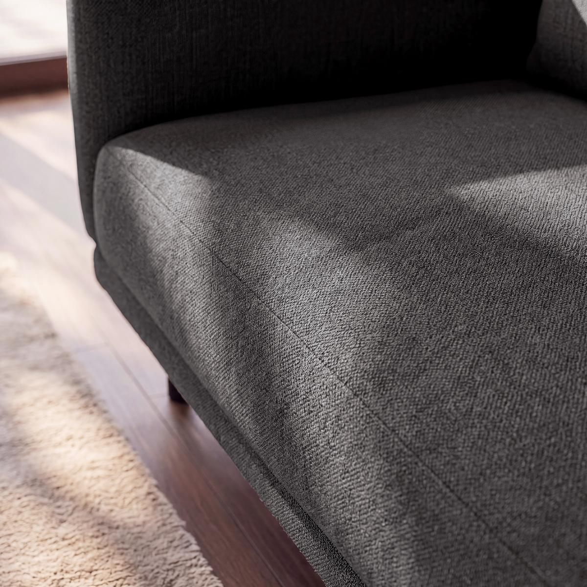 Wohnlandschaft Celina Dunkelgrau Webstoff - Dunkelgrau/Schwarz, MODERN, Holz/Textil (278/180cm) - Bessagi Home