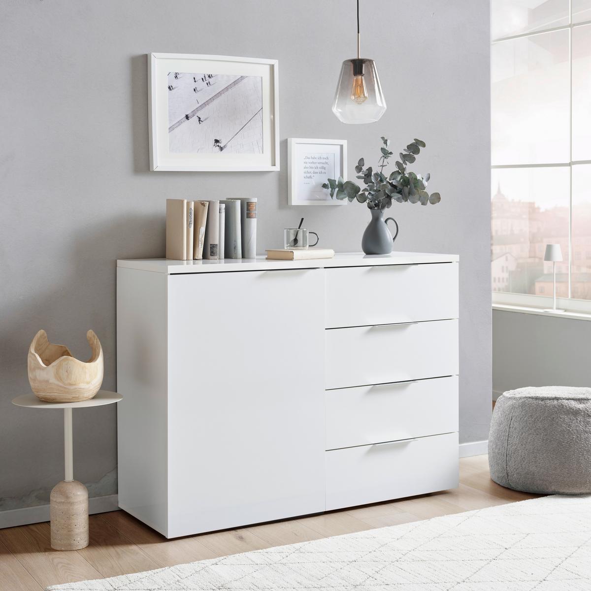 Komoda Split 2, Bela - siva/bela, Moderno, les (120/89/43cm) - Mömax