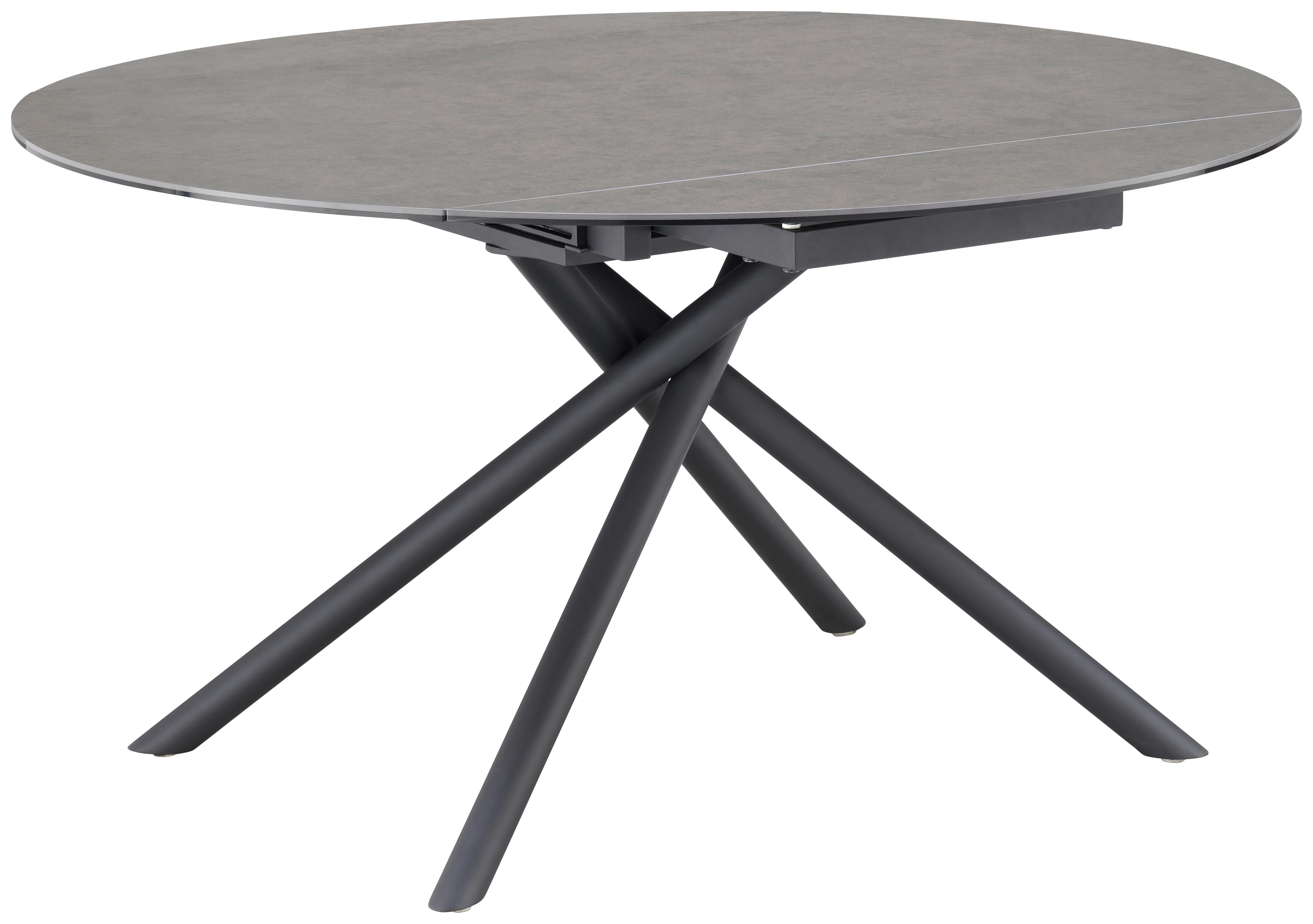 Jedilna Miza Tiana, Antracit, Keramika, 90-140x140 - črna/antracit, Trendi, kovina/steklo (90-140/76/140cm) - MID.YOU