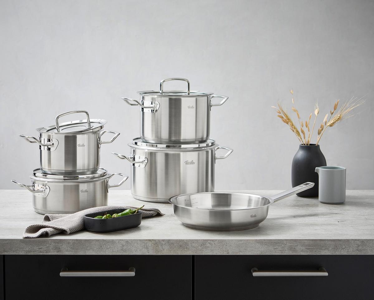 ZESTAW GARNKÓW 084-379-05-000/0 FISSLER - kolor srebrny, Basics, metal/szkło - Fissler