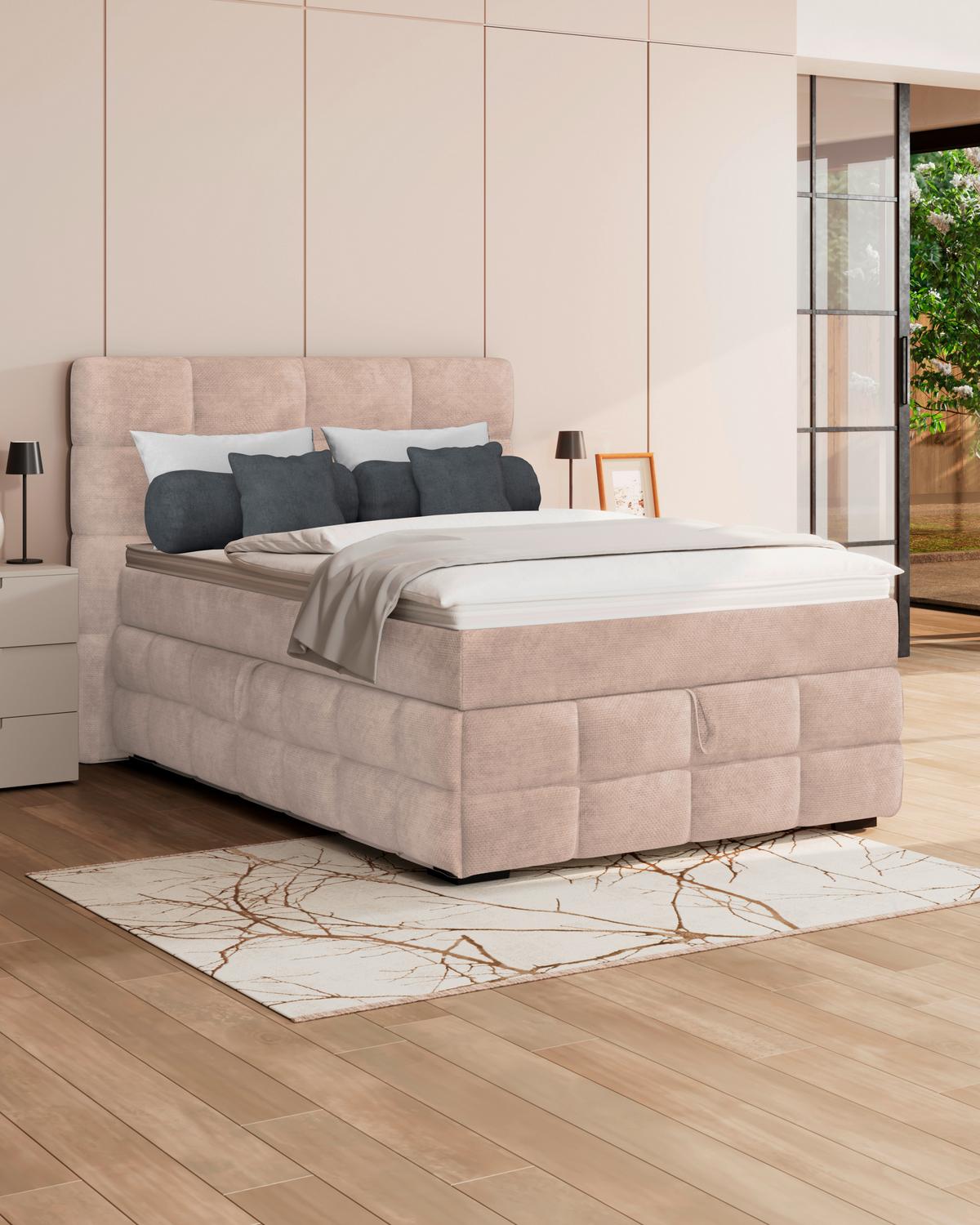 PAT BOX VEGA - bej/alb, Trend, lemn/textil (120/200cm) - Modern Living