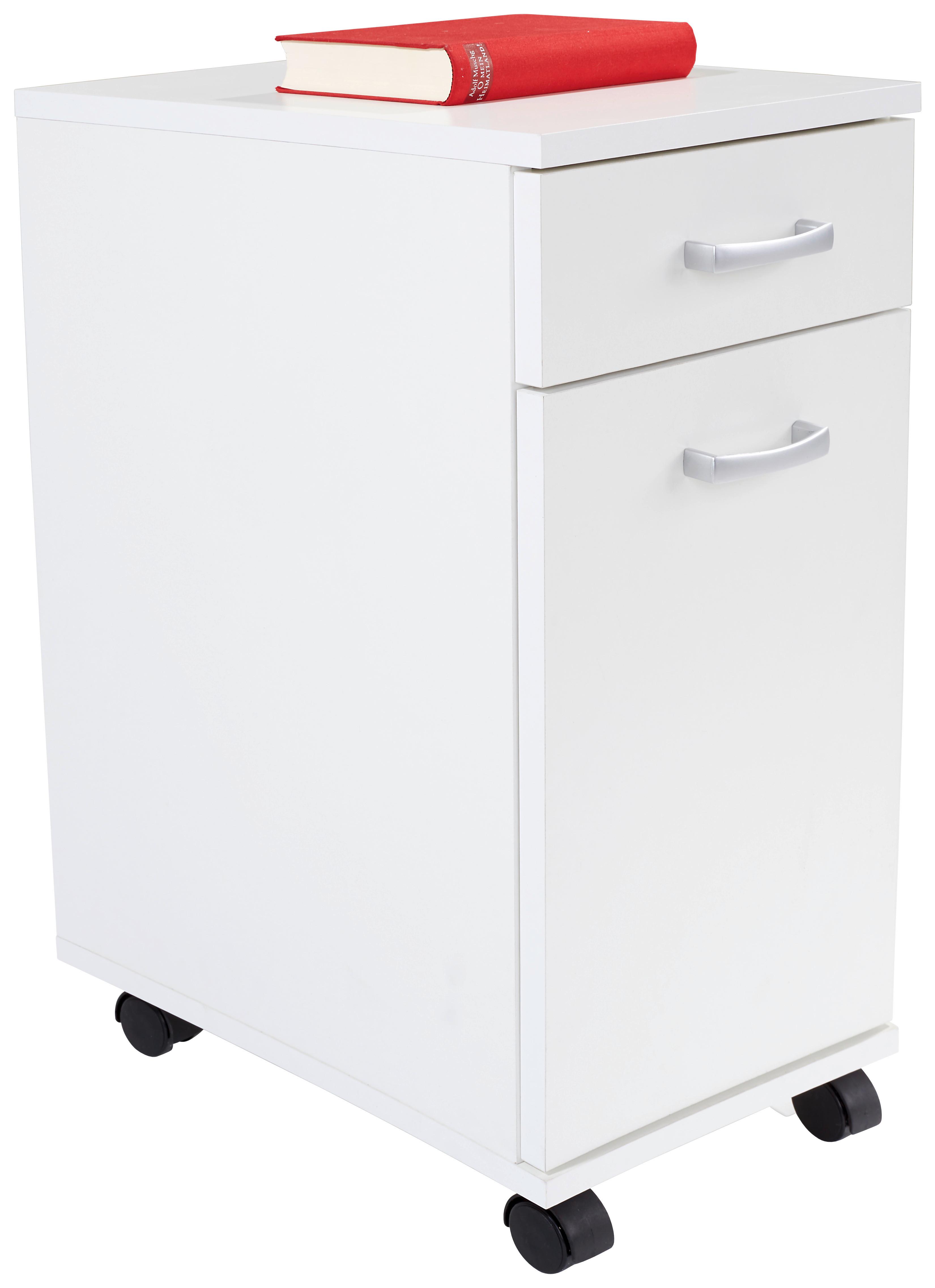 Görgős Konténer Fehér Szín Rimini - alumíniumszínű/fehér, Modern, műanyag/faalapú anyag (33/59,5/38cm)