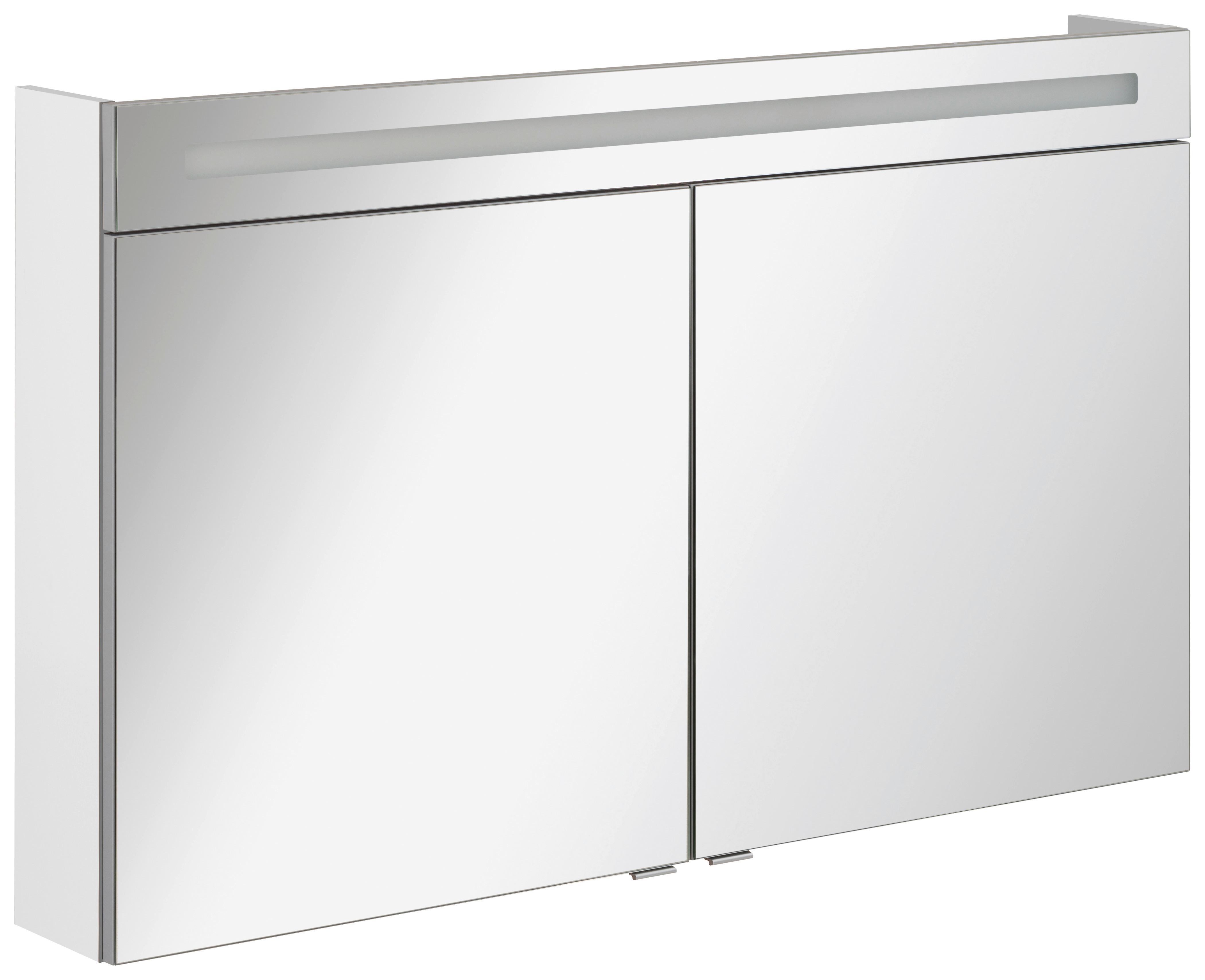 Spiegelschrank B. Clever mit LED 2-türig ca. 120x71 cm Weiß - Alufarben/Weiß, MODERN, Glas/Holzwerkstoff (120/71/16cm) - MID.YOU