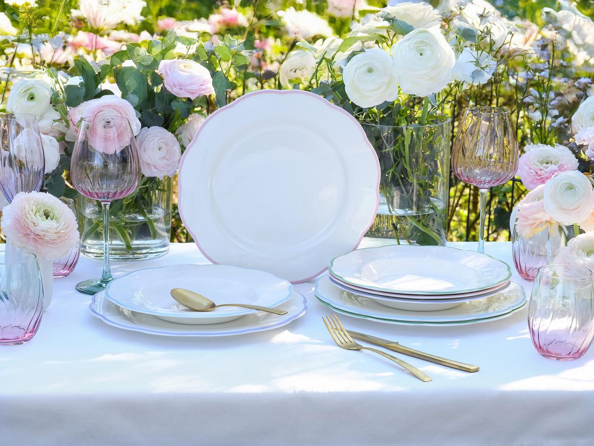 Serviciu de masă Florine 8/1 - lila/verde limetă, Basics, ceramică - Creatable