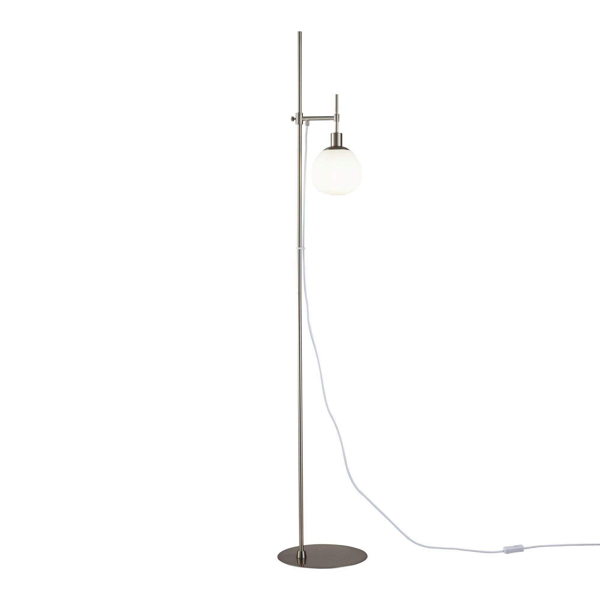 Stehleuchte Erich Weiß/Nickelfarben max.40 Watt - Weiß/Nickelfarben, Trend, Glas/Metall (25/155cm) - MAYTONI