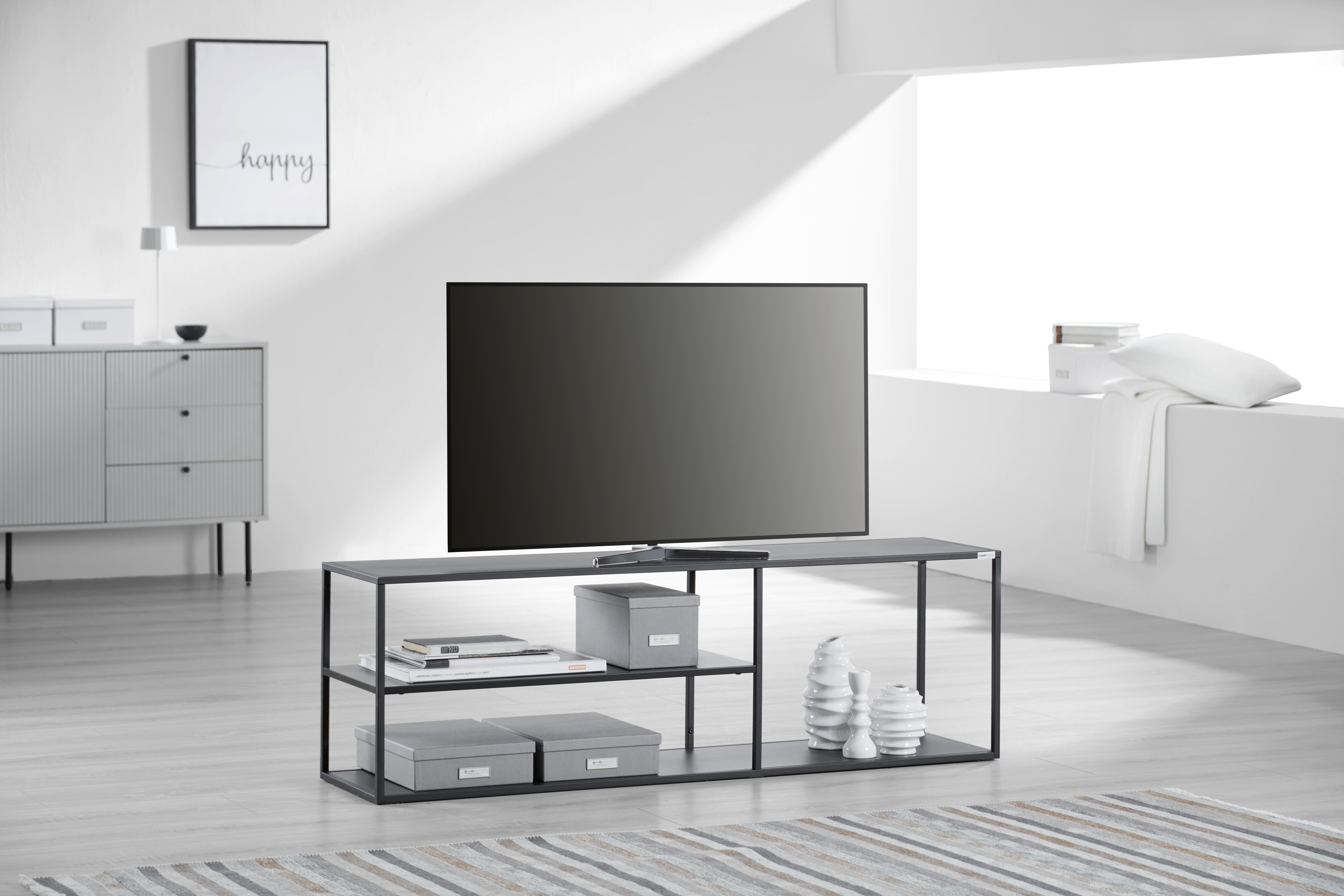 SZAFKA RTV NILS - czarny, Trend, metal (140/45/35cm) - Carryhome