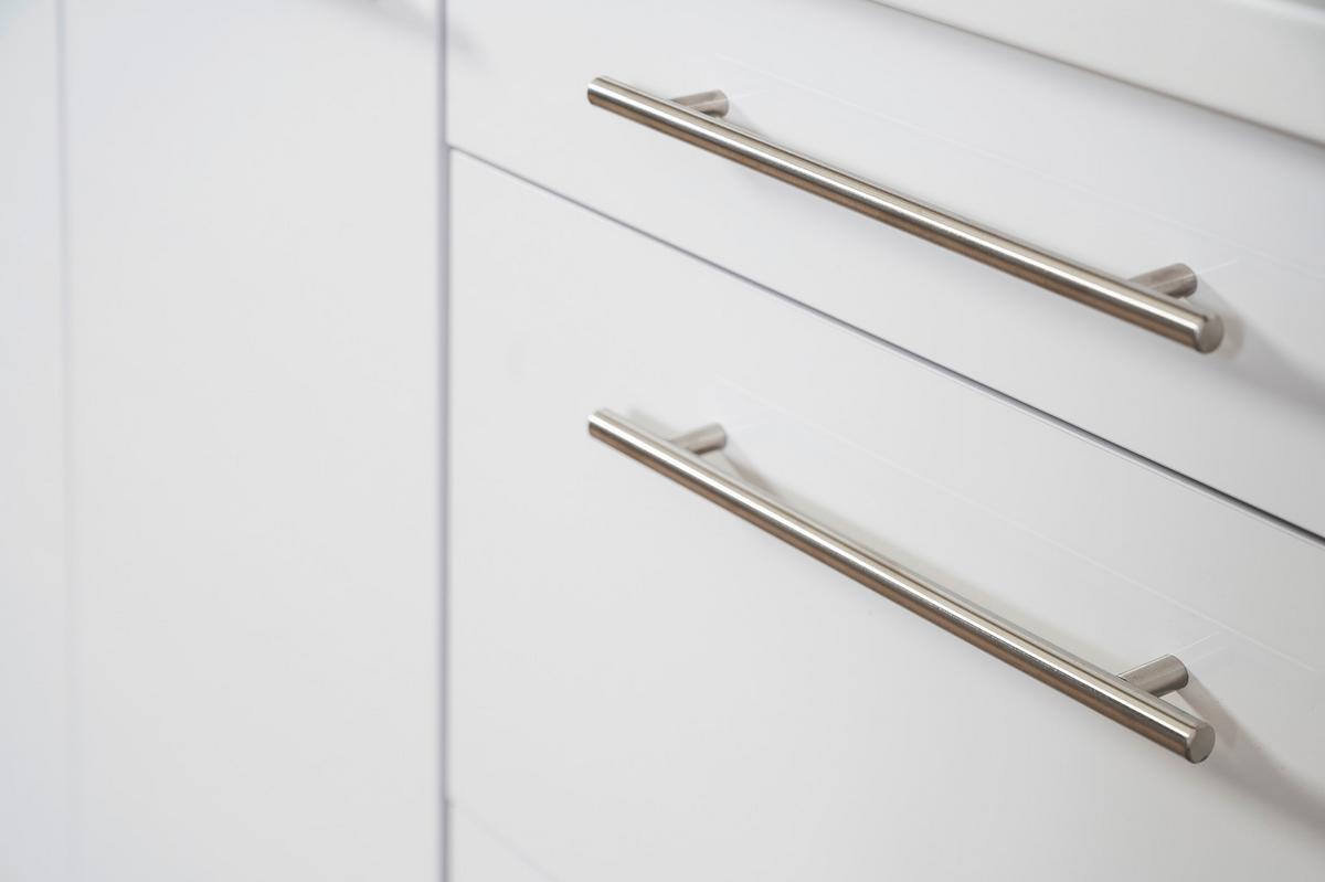 Küchenzeile mit Geräte Weiß/Grau B: ca. 270 cm - Alufarben/Weiß, KONVENTIONELL, Holzwerkstoff/Metall (270cm) - Respekta
