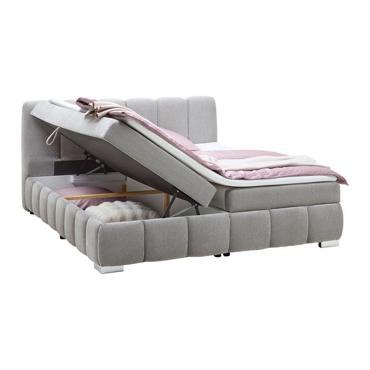 Boxbett Elaris Graubraun ca. 140x200cm - Chromfarben/Graubraun, KONVENTIONELL, Kunststoff/Textil (140/200cm) - Mömax