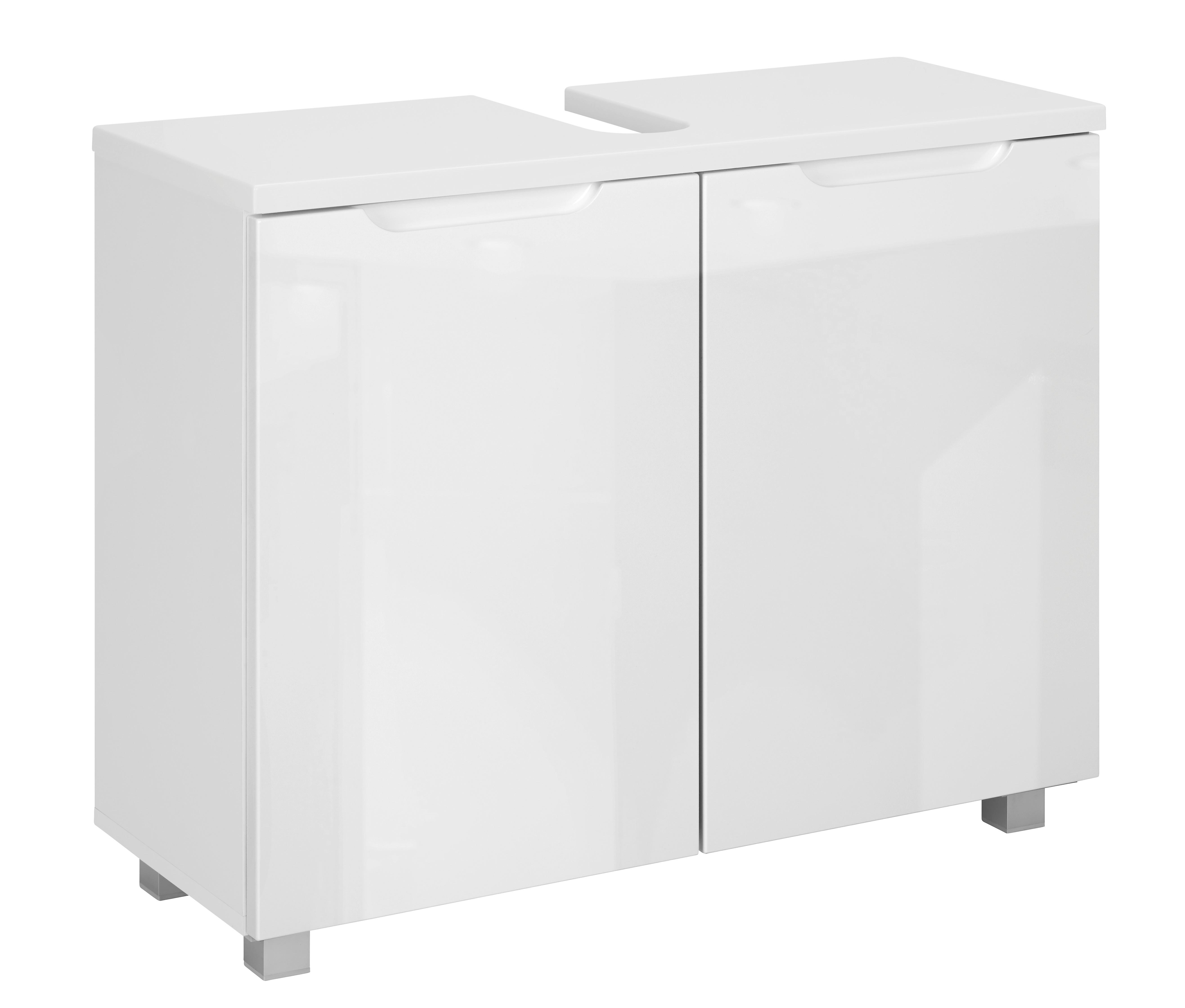 Waschbeckenunterschrank in Weiss - Weiss/Silberfarben, Modern, Holzwerkstoff/Kunststoff (80/66/32cm) - Mömax