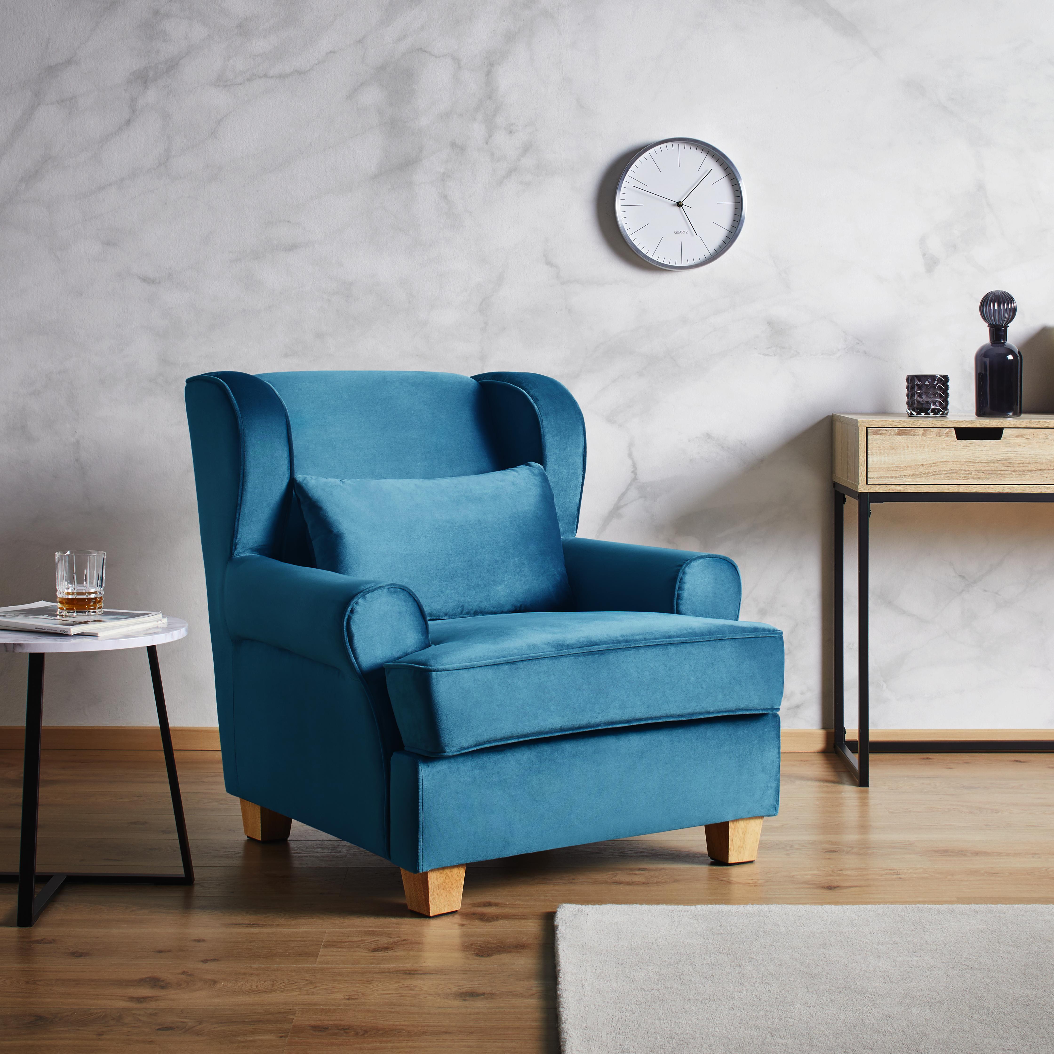 Sessel in Petrol 'Matteo' - Petrol, MODERN, Holz/Textil (86/86/90cm) - Bessagi Home