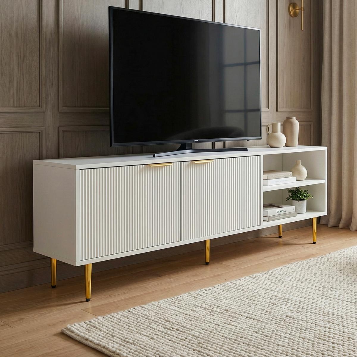 Comodă Joasă Wl7.771 - alb, Design, material pe bază de lemn (150/39/51cm) - Livetastic