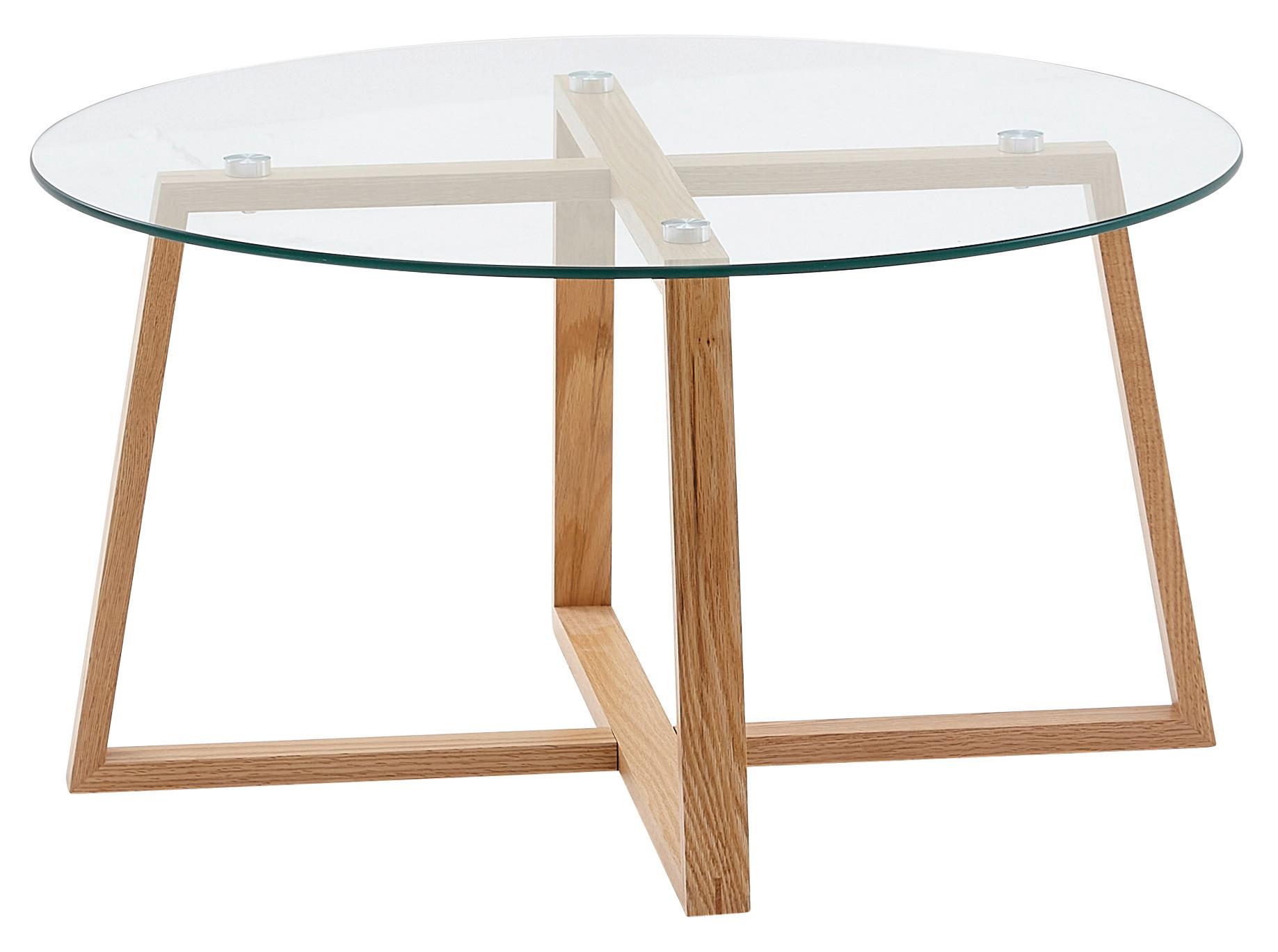 Klubska Miza Wl6.495 - barve hrasta/rjava, Moderno, steklo/les (78/78/41cm) - MID.YOU
