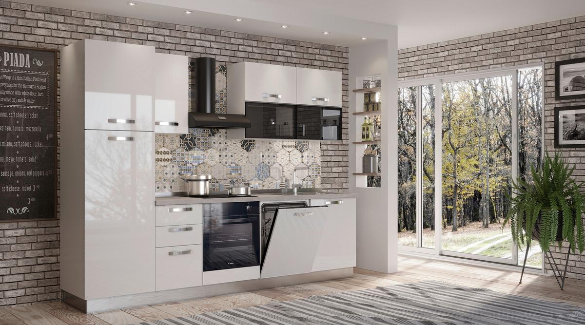 Blok Kuhinja S Aparatima Vania - bijela/bijela visoki sjaj, Konvencionalno, drvni materijal/metal (285/216/60cm) - Mömax