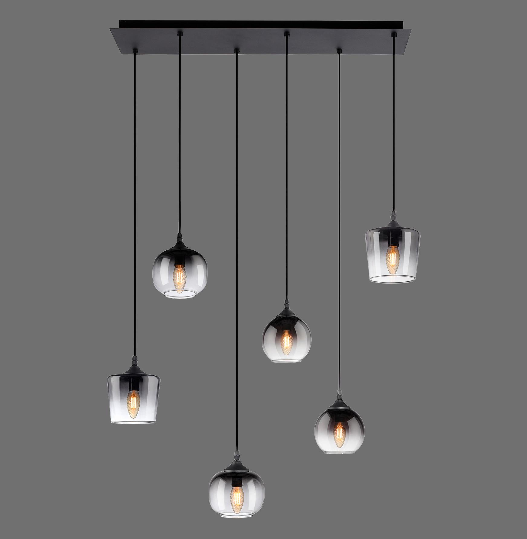 LED-Hängeleuchte Zea in Schwarz max. 25 Watt - Schwarz, Glas/Kunststoff (80/28/64-120cm)