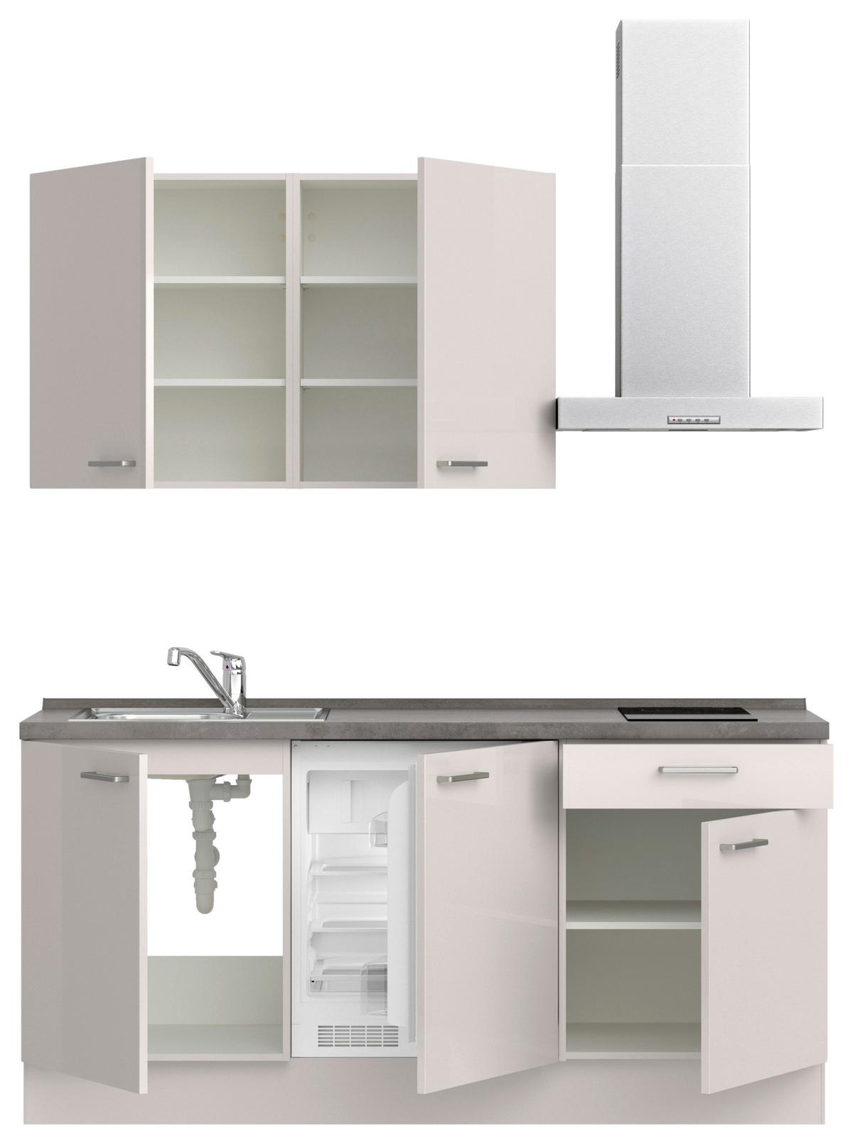 Küchenleerblock Flash Low o. Geräte Hellgrau - Schieferfarben/Edelstahlfarben, MODERN, Holzwerkstoff/Metall (180cm) - Nobilia