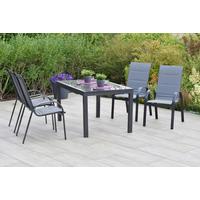 Gartentischgruppe Amalfi 5-tlg. Graphitfarben - Graphitfarben/Braun, KONVENTIONELL, Glas/Textil - Gardenson