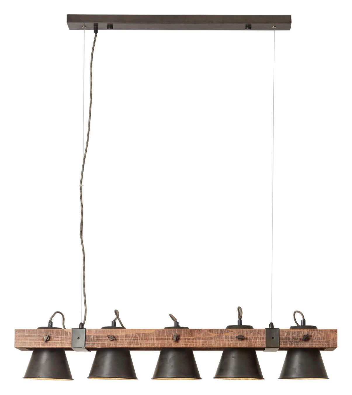 Hängeleuchte Plow Schwarz max. 10 Watt - Schwarz, Natur, Holz/Metall (95/20/115cm) - Brilliant