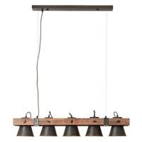 Hängeleuchte Plow Schwarz max. 10 Watt - Schwarz, Natur, Holz/Metall (95/20/115cm) - Brilliant