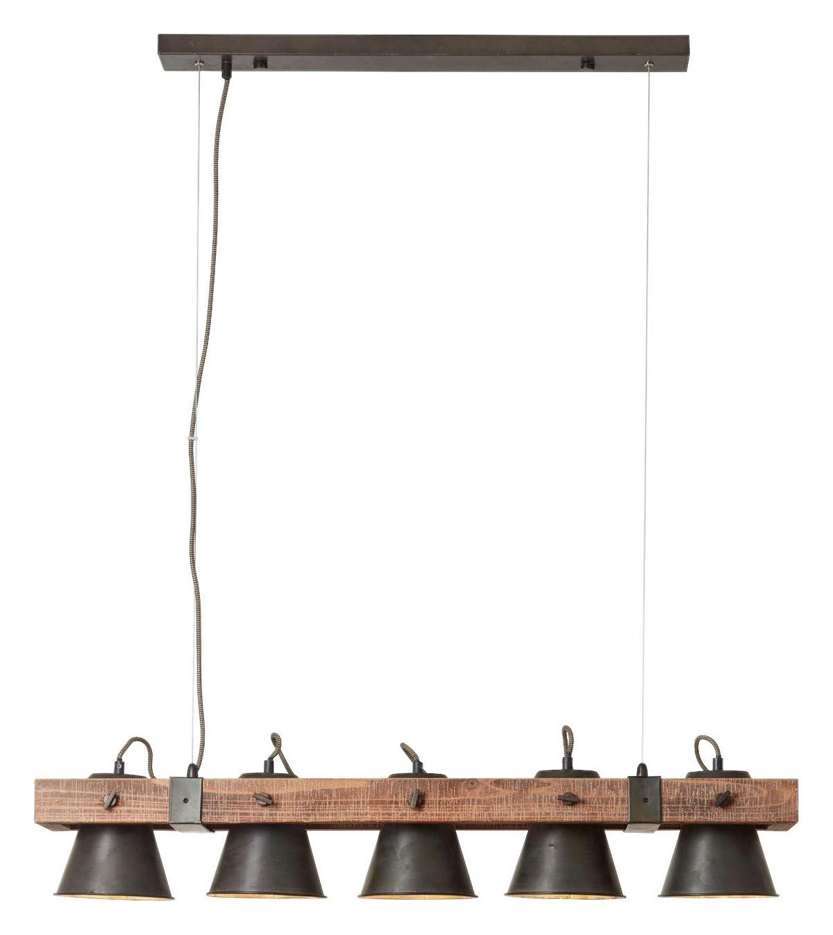 Hängeleuchte Plow Schwarz max. 10 Watt - Schwarz, Natur, Holz/Metall (95/20/115cm) - Brilliant