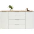 Sideboard in Weiß/Eichefarben - Chromfarben/Eichefarben, MODERN, Glas/Holzwerkstoff (180,4/99,8/40cm) - Premium Living Sideboard in Weiß/Eichefarben - Chromfarben/Eichefarben, MODERN, Glas/Holzwerkstoff (180,4/99,8/40cm) - Premium Living