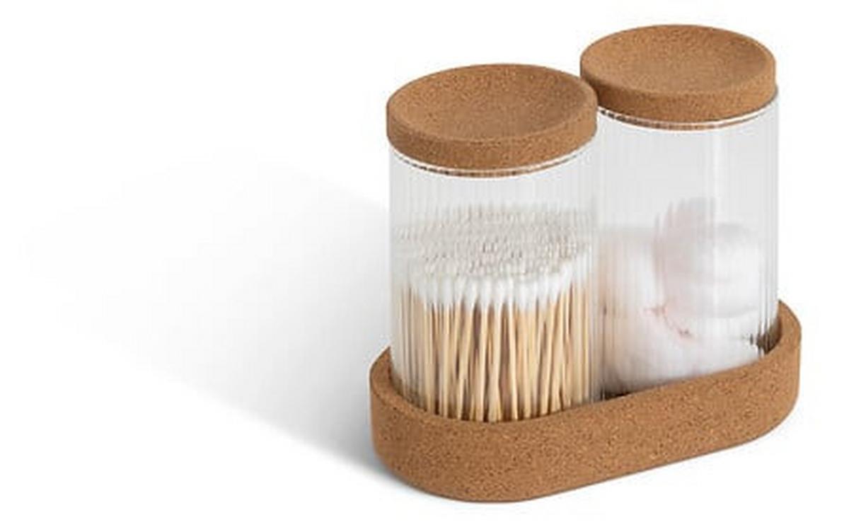 Set organizatoare cosmetice Will 3/1 - maro/transparent, Basics, sticlă/lemn (17,6/9,6/13,6cm)