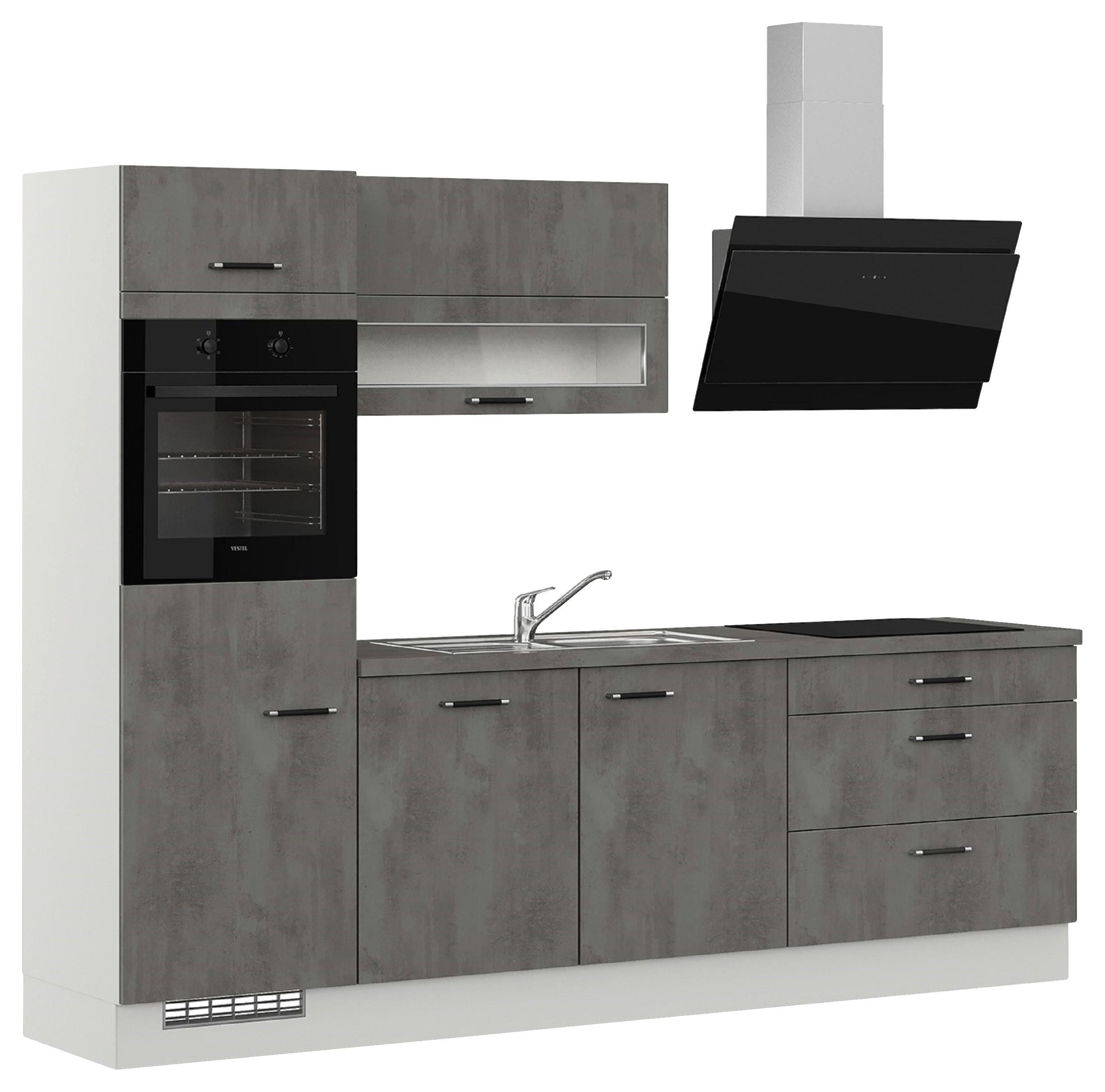 Küchenblock IBZ ohne Geräte ca. 270 cm Grau - Edelstahlfarben/Hellgrau, Design, Holzwerkstoff (270cm) - Impuls