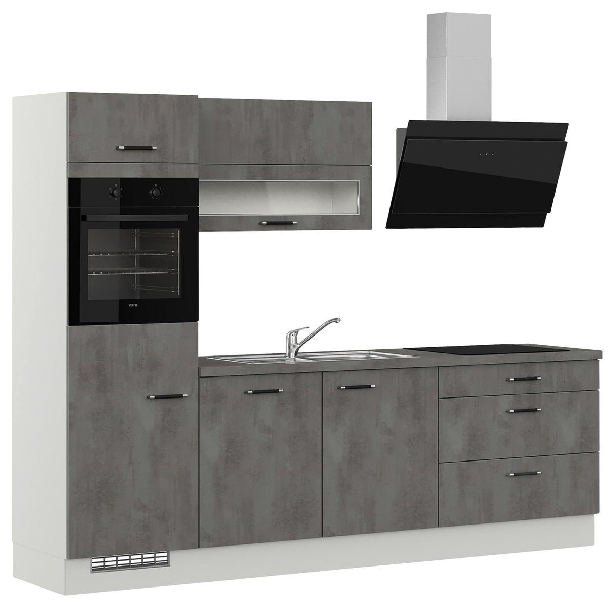 Küchenblock IBZ ohne Geräte ca. 270 cm Grau - Edelstahlfarben/Hellgrau, Design, Holzwerkstoff (270cm) - Impuls