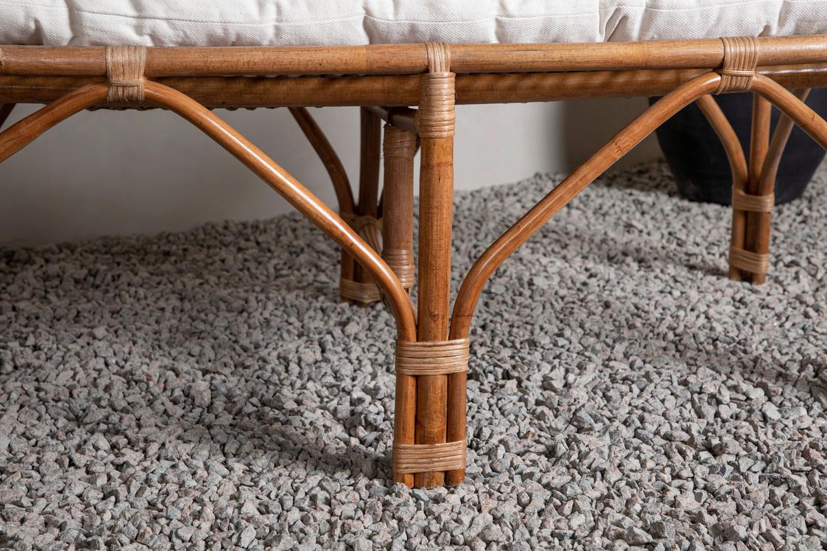 Loungsofa Nella Rattan ca. 130x93x82 cm - Weiß/Naturfarben, KONVENTIONELL, Holz (130/93/82cm) - Gardenson