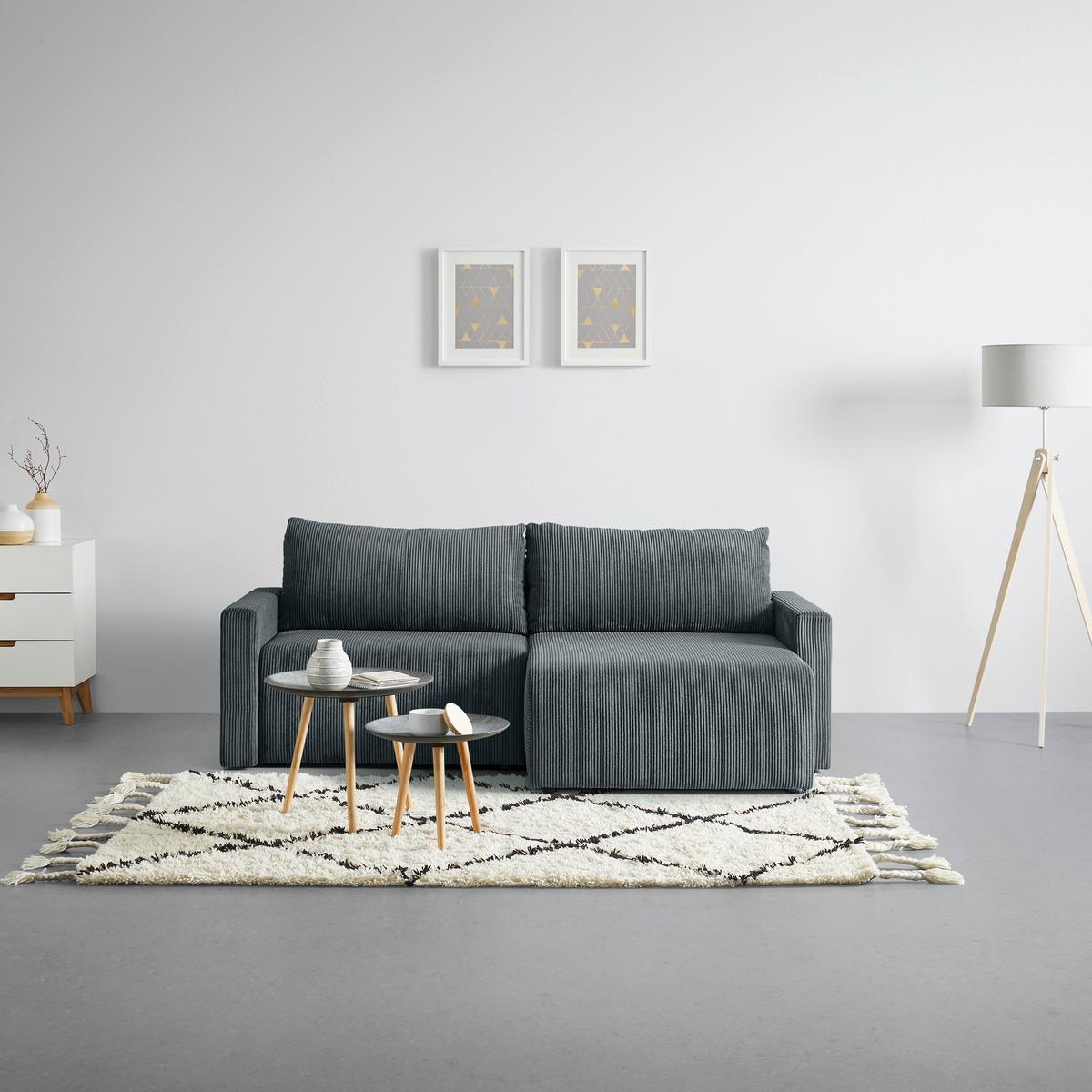 Ecksofa Dios Dunkelgrau - Dunkelgrau/Schwarz, MODERN, Holz/Kunststoff (228/91/146cm) - Based