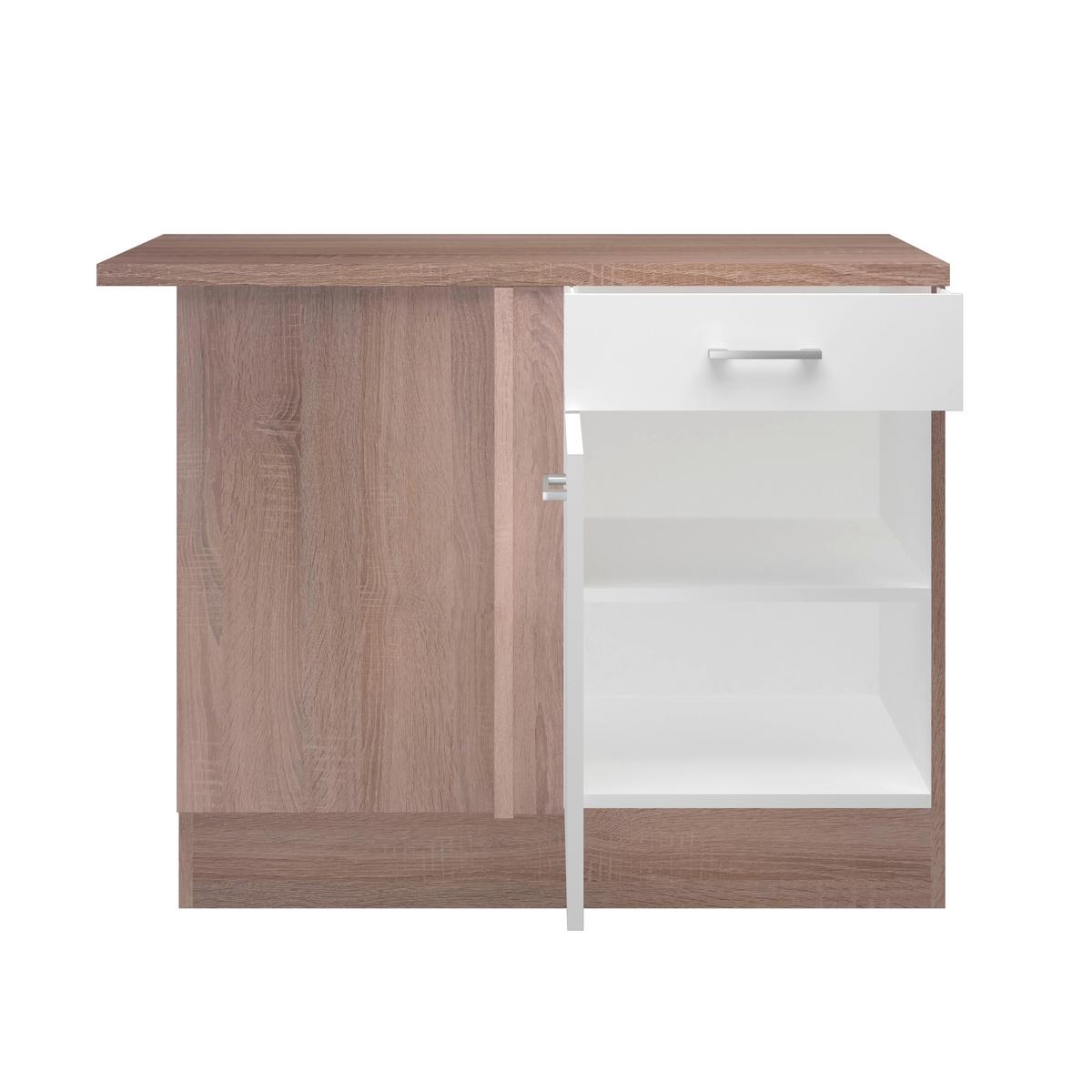 Kotna Kuhinja Z Aparati Samoa, Bela, Barva Hrasta - bela/barve aluminija, Moderno, umetna masa/leseni material (280/170cm) - FlexWell