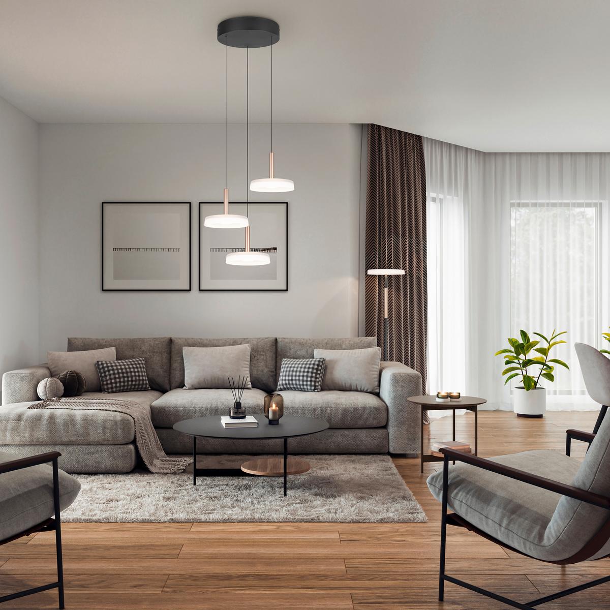 LAMPA ZWIESZANA LED 354930365 CELESTE - biały/brązowy, Design, metal/szkło (35/200cm) - Trio Leuchten