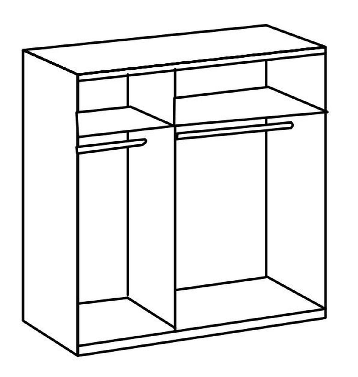 Drehtürenschrank Level 36D mit Spiegel ca. 150 cm Weiß/Eiche - Chromfarben/Weiß Hochglanz, MODERN, Holzwerkstoff (150/216/58cm) - MID.YOU
