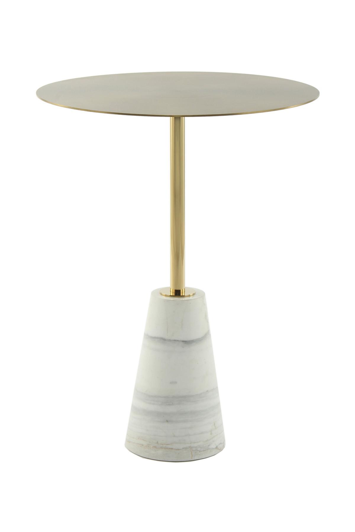 BEISTELLTISCH ROCIO 300 WEISS - Design, Stein/Metall (40/53cm) - Kayoom