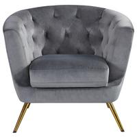 Fotelj Lita, Siva, Žamet - zlate barve/siva, Moderno, kovina/tekstil (89/78/83cm) - Ti'me