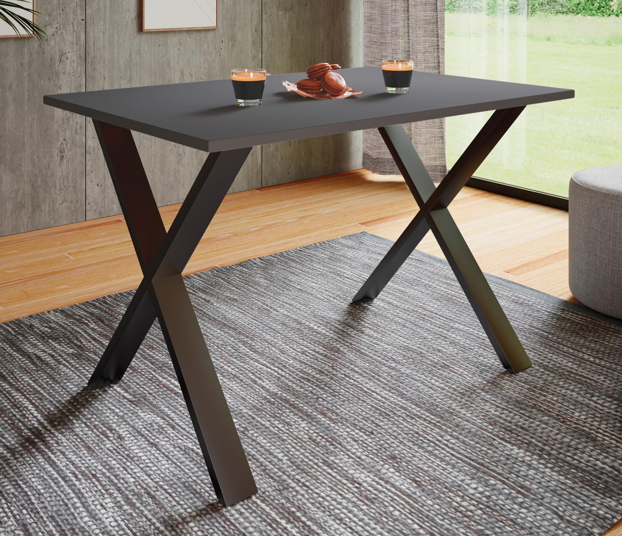 ESSTISCH XONA - Anthrazit/Schwarz, Basics, Holzwerkstoff (140/80/76cm) - MID.YOU