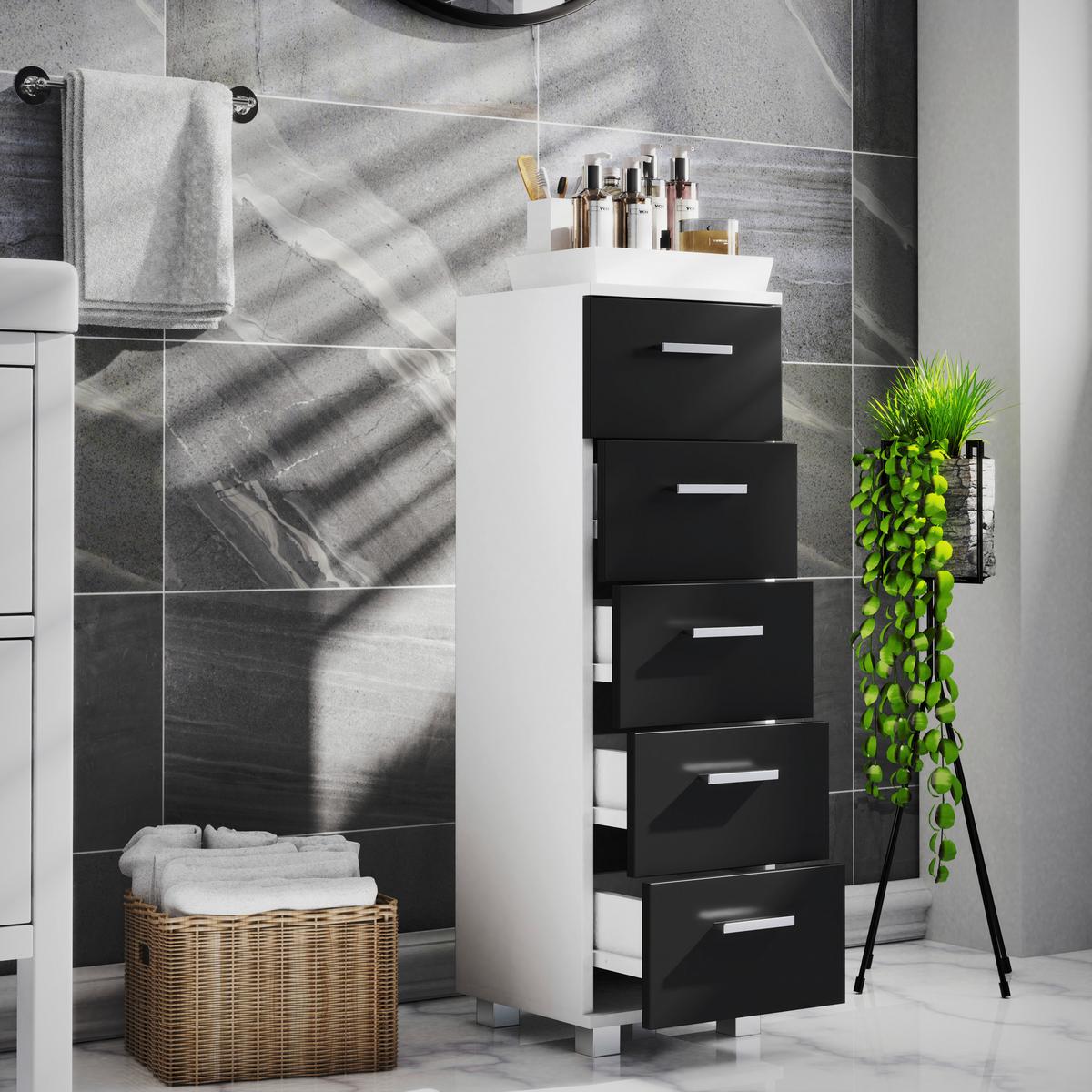 HIGHBOARD ZALO M - Weiss/Silberfarben, Modern, Holzwerkstoff/Kunststoff (30/94/30cm) - MID.YOU
