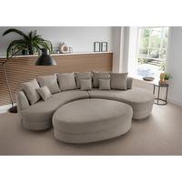 Wohnlandschaft Limoncello m. Hocker ca. 300x160cm Graubraun - Graubraun/Schwarz, Design, Kunststoff/Textil (300/160cm) - Livetastic