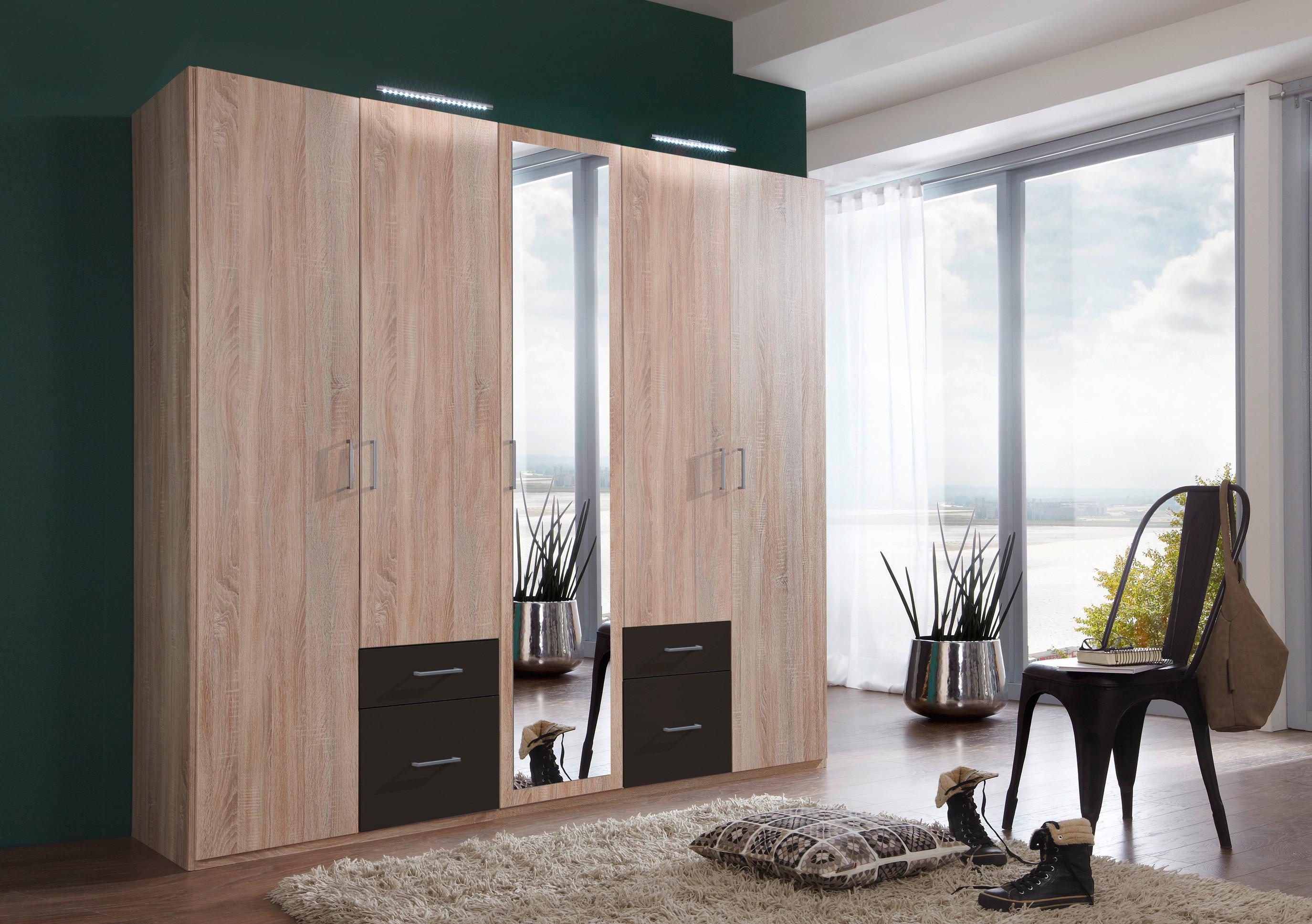 Ormar S Klasičnm Vratima Freiburg - srebrne boje/boje grafita, Design, staklo/drvni materijal (225/210/58cm) - Modern Living