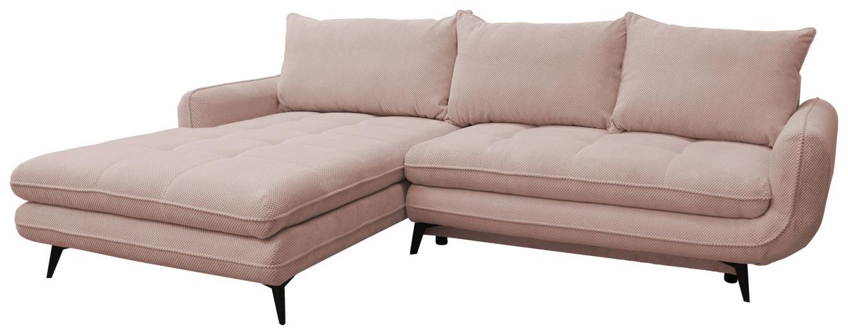 Kutna Garnitura Wave - ružičasta/crna, Moderno, tekstil/metal (189/266cm) - Modern Living