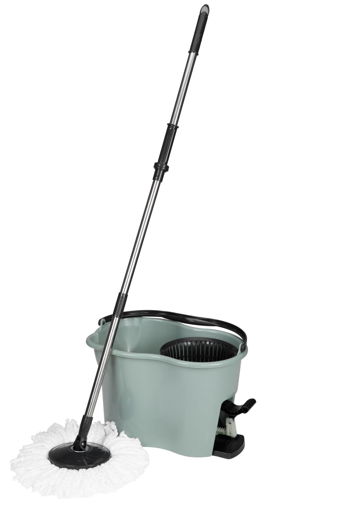 Tisztító Szett Spinning Mop - fekete/fehér, műanyag/textil (44/30/31cm) - Modern Living