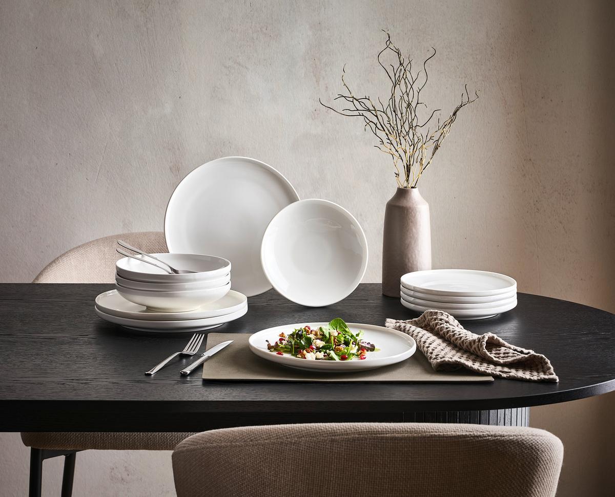 SERWIS OBIADOWO-ŚNIADANIOWY 26245 - biały, Design, ceramika - Novel