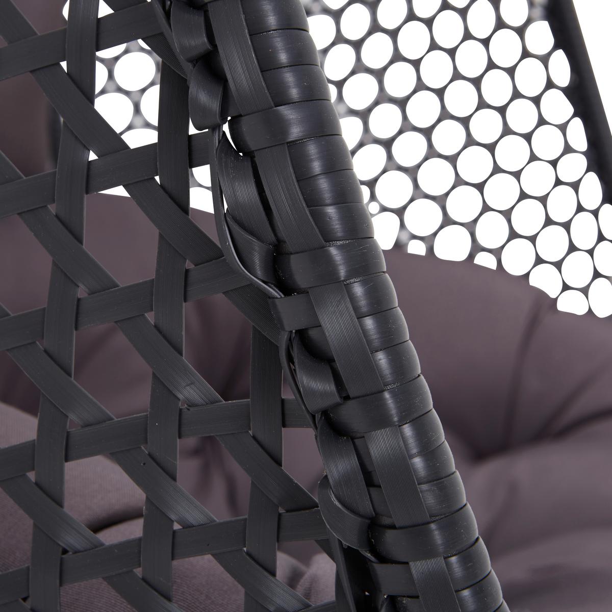 Hängesessel BARI Dunkelgrau, Kissen Grau - Dunkelgrau/Grau, Modern, Kunststoff/Textil (130/201/116cm) - Bessagi Garden